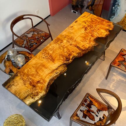 Seavave Handcrafted Live-edge Resin Table with Poplar Wood 86.6'' x 39.4'' x 2''